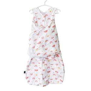 NWOT Halo Baby Sleep Sack Cotton White Pink Rainbow Design Size Small 3-6 Months
